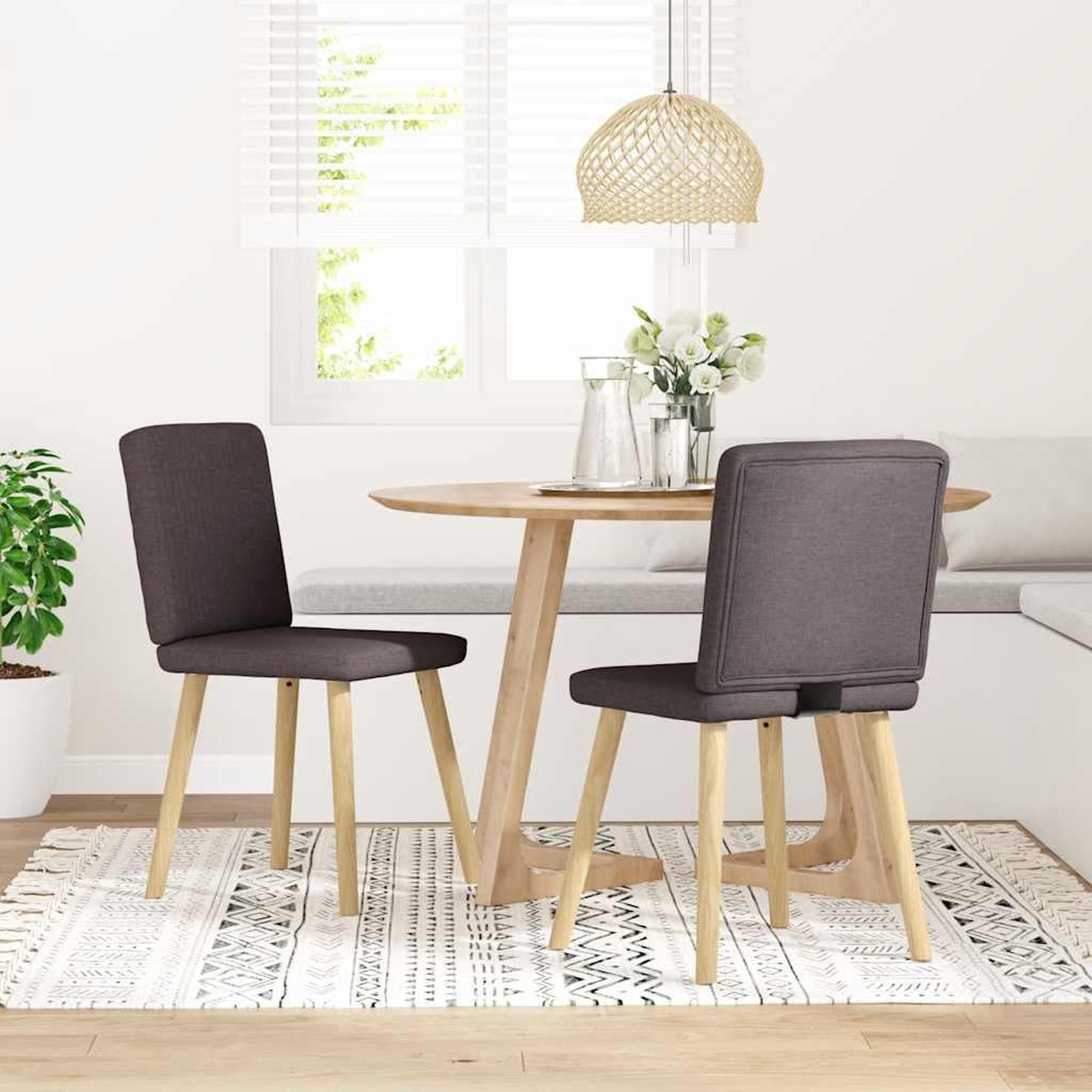 VIDAXL Chaises a manger lot de 2 marron fonce tissu