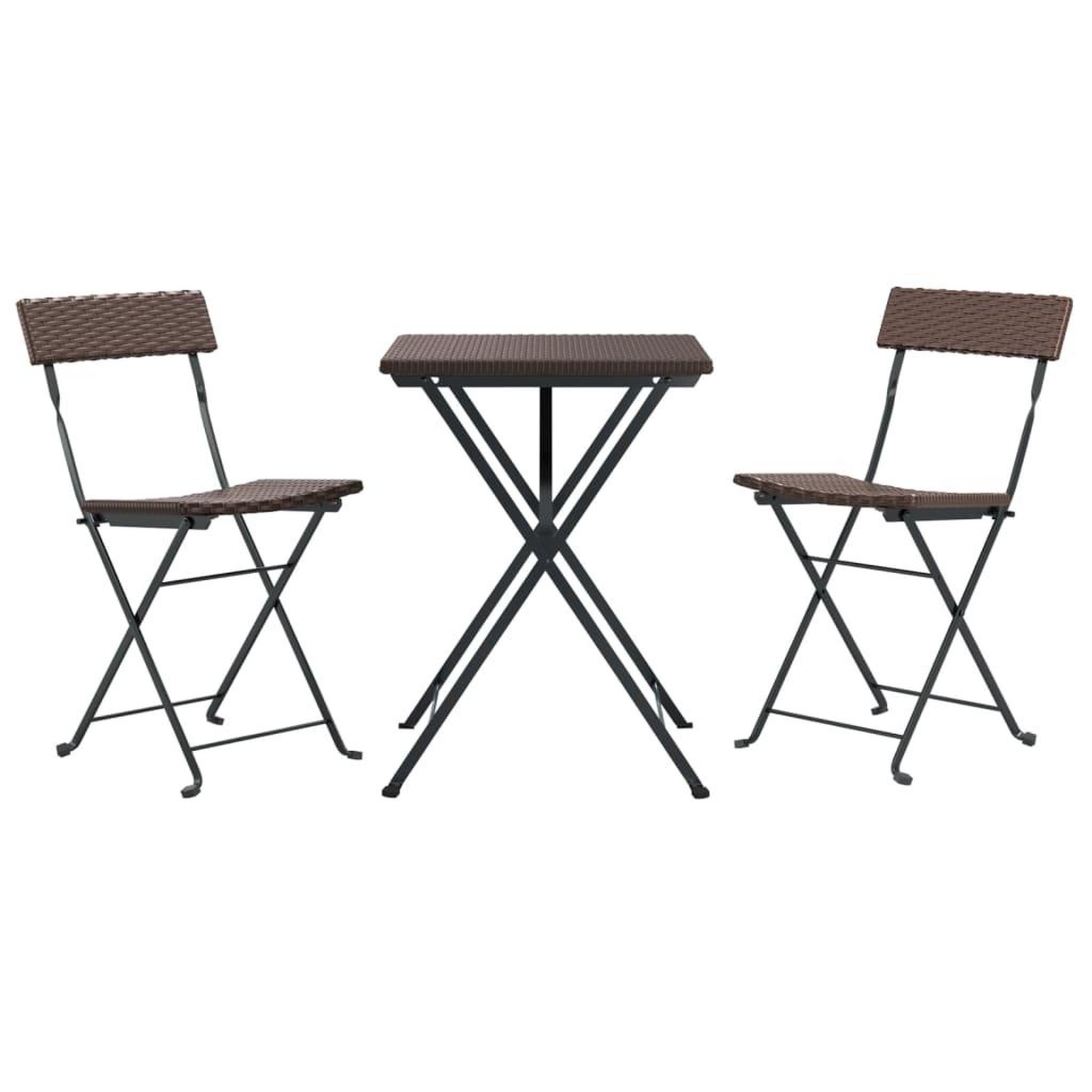 Voir la diapositive 3 : VIDAXL Ensemble de bistro pliable 3 pcs Marron Resine tressee