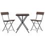 Voir la diapositive 3 : VIDAXL Ensemble de bistro pliable 3 pcs Marron Resine tressee