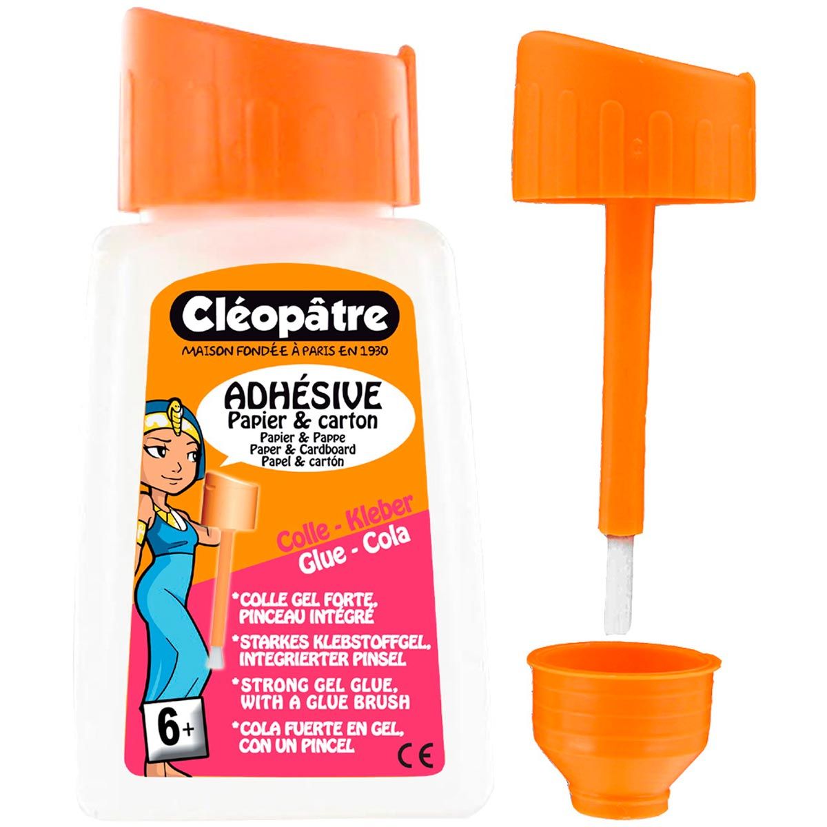 CLEOPATRE Flacon de colle avec pinceau papier et carton 80ml