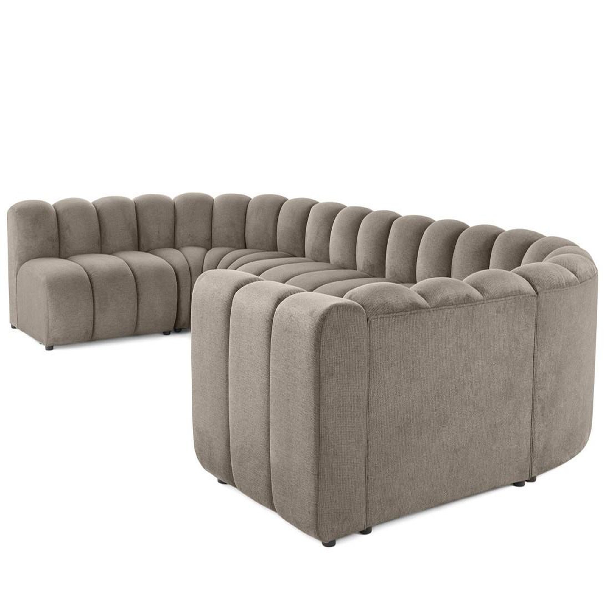 Voir la diapositive 5 : LISA DESIGN Debbie - canapé modulable panoramique d'angle gauche 7 places en tissu texturé
