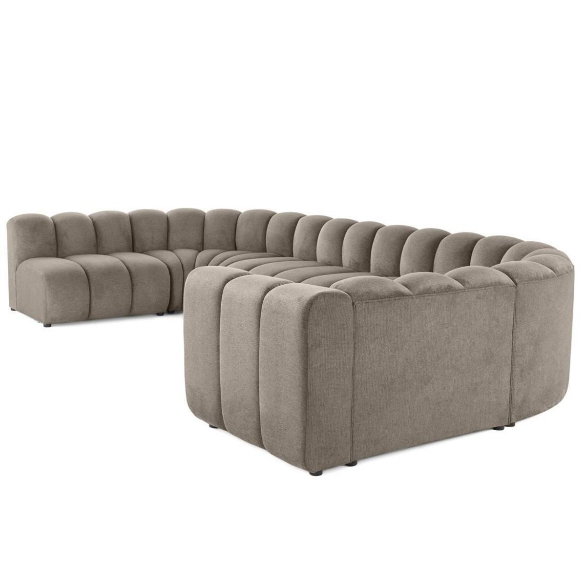 LISA DESIGN Debbie - canapé modulable panoramique d'angle gauche 7 places en tissu texturé