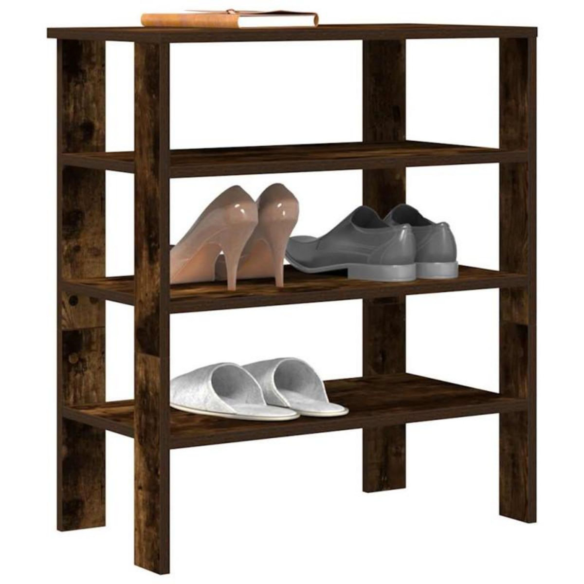 VIDAXL Étagère à chaussures chêne fumé 61x32x70 cm bois d ingénierie
