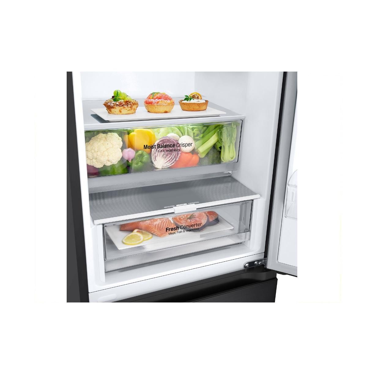 LG Réfrigérateur combiné 60cm 344l nofrost noir graphite - GBV3100DEP