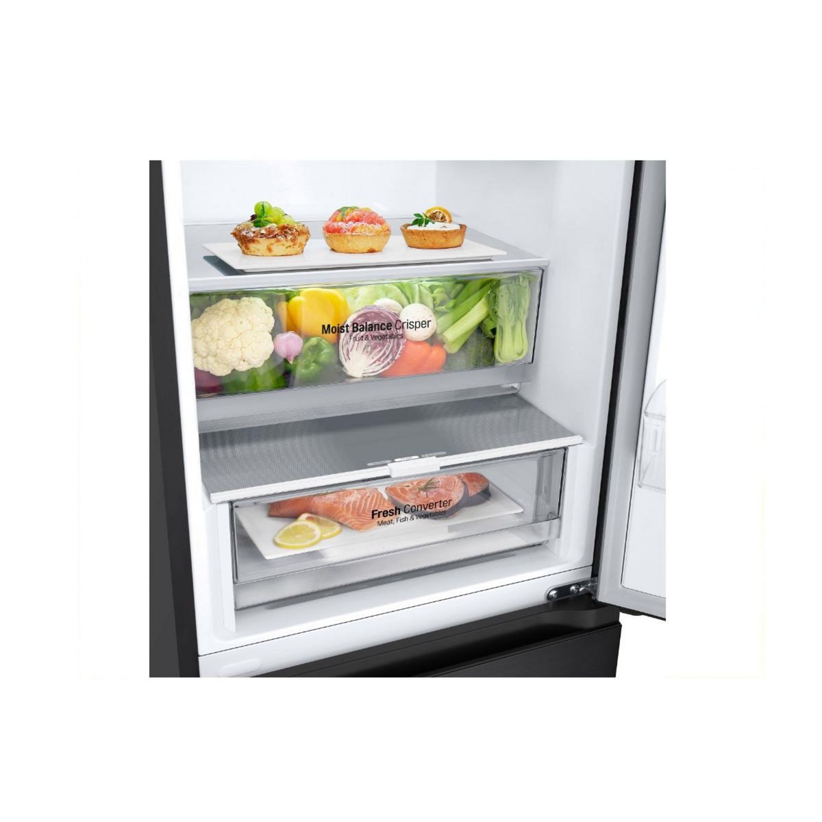 LG Réfrigérateur combiné 60cm 344l nofrost noir graphite - GBV3100DEP