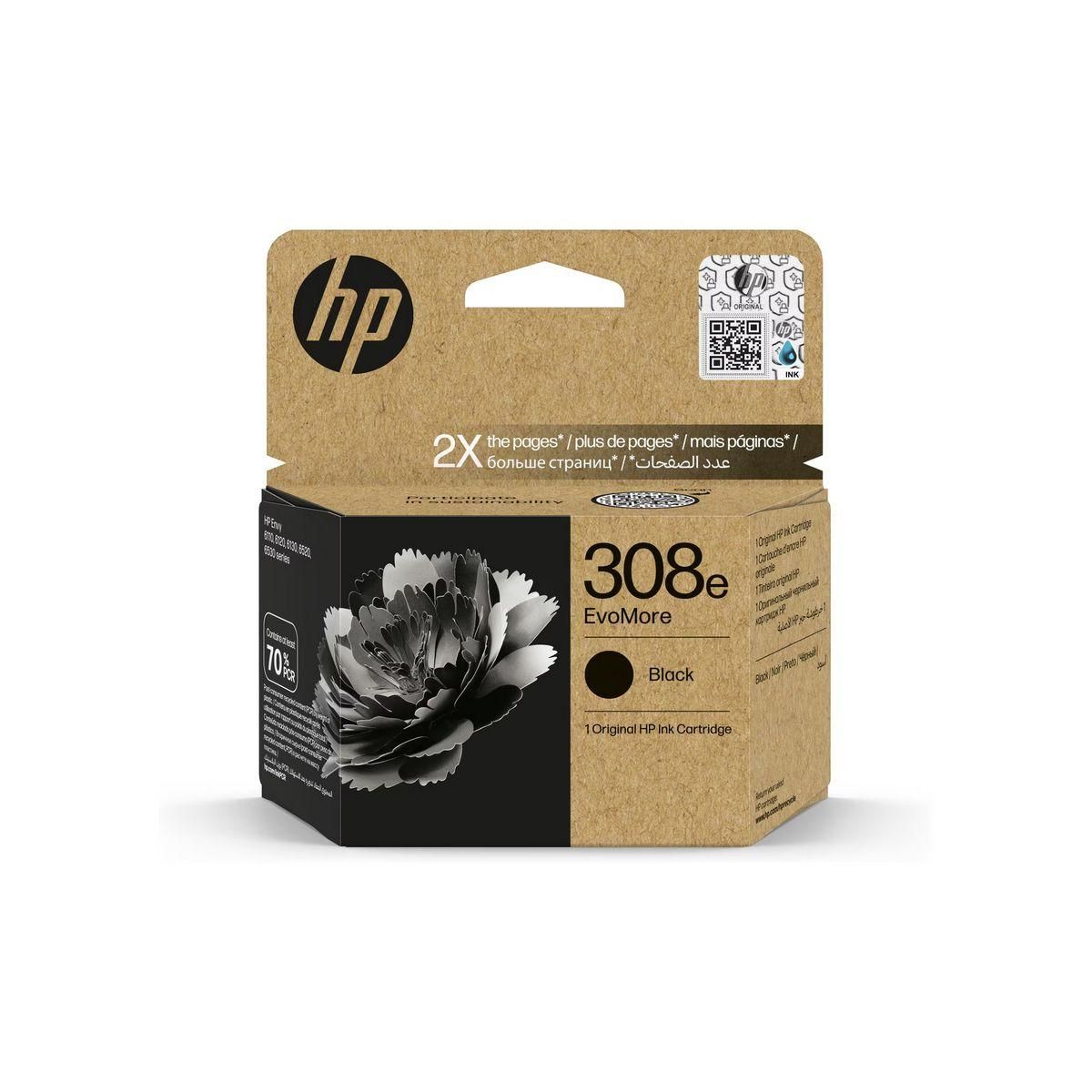 HP Cartouche d'encre Originale 308 Noire EvoMore Standard - 7N0W6AE