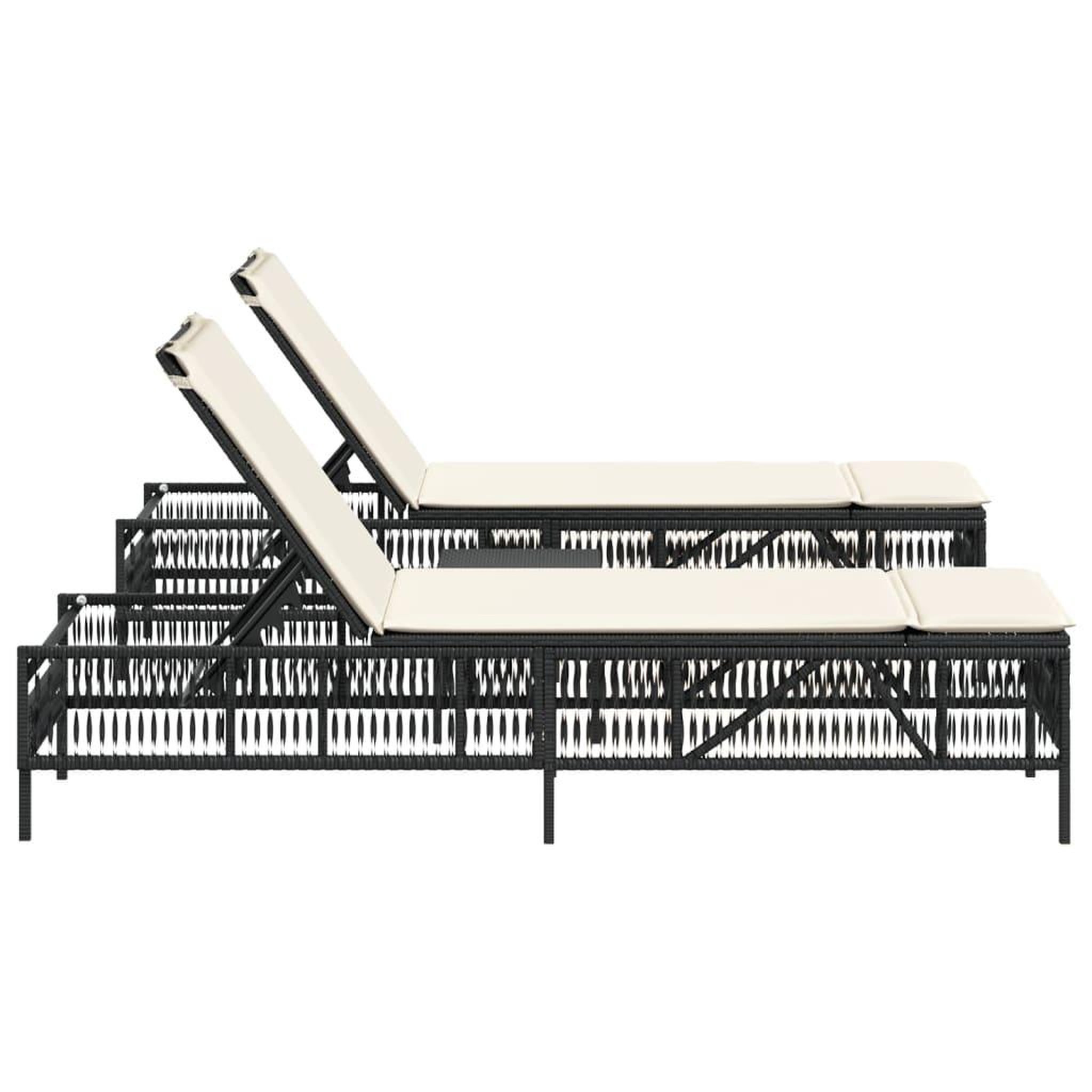 Voir la diapositive 5 : VIDAXL Chaises longues lot de 2 avec table noir resine tressee