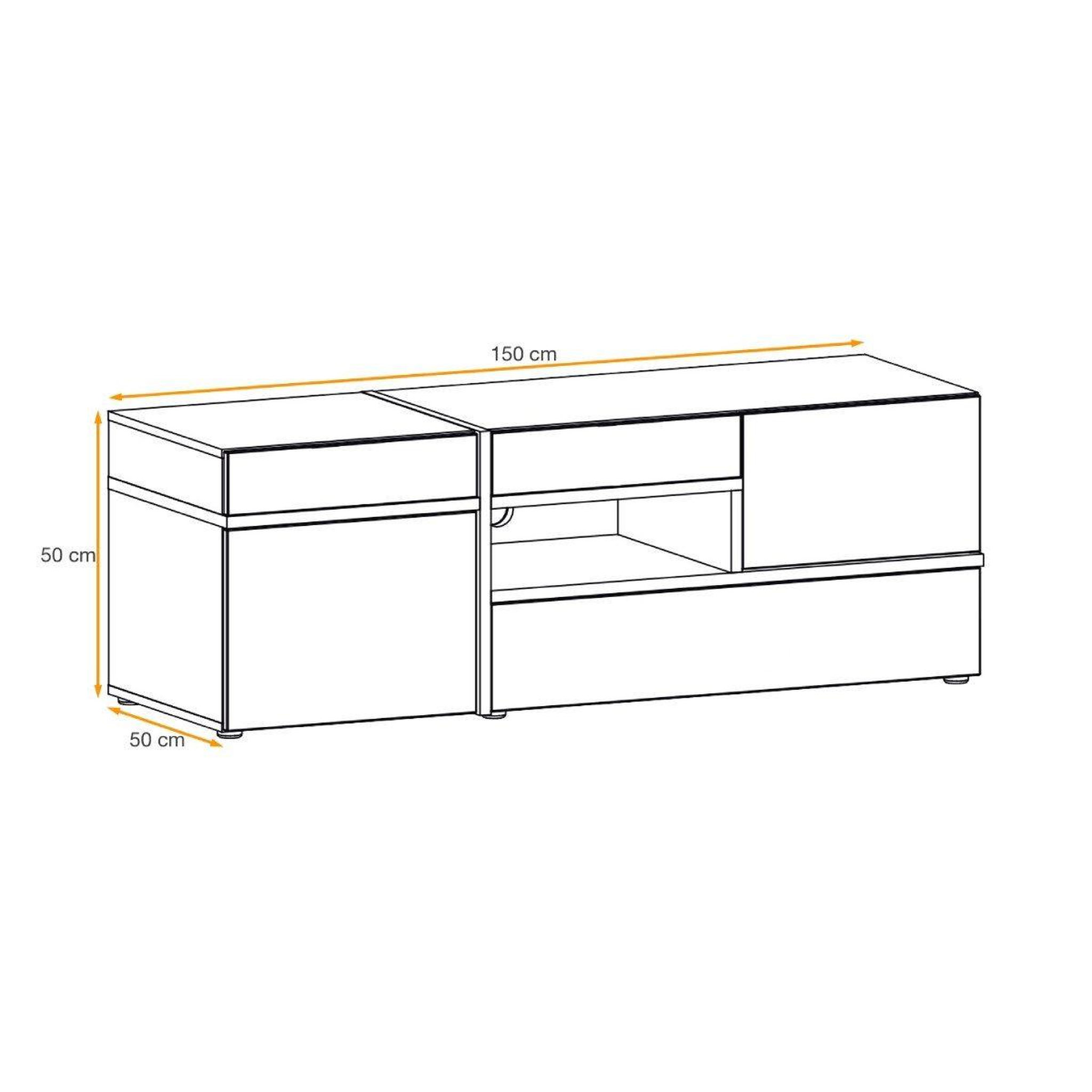 Voir la diapositive 3 : Paris Prix Meuble tv design led  cross  150cm naturel