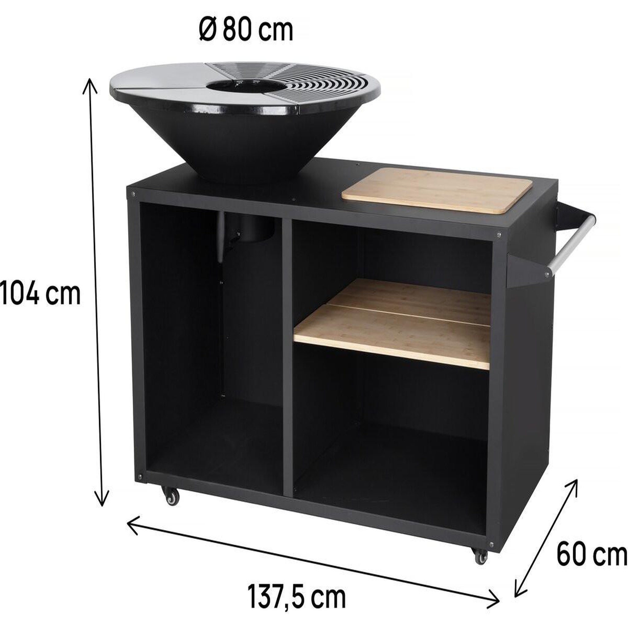 Voir la diapositive 3 : Habitat et Jardin Barbecue plancha brasero à charbon et bois  Maréchal  - Ø 81 cm - Noir