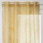 ATMOSPHERA Voilage Dévo à imprimé feuille. Coloris disponibles : Jaune, Vert, Beige, Blanc