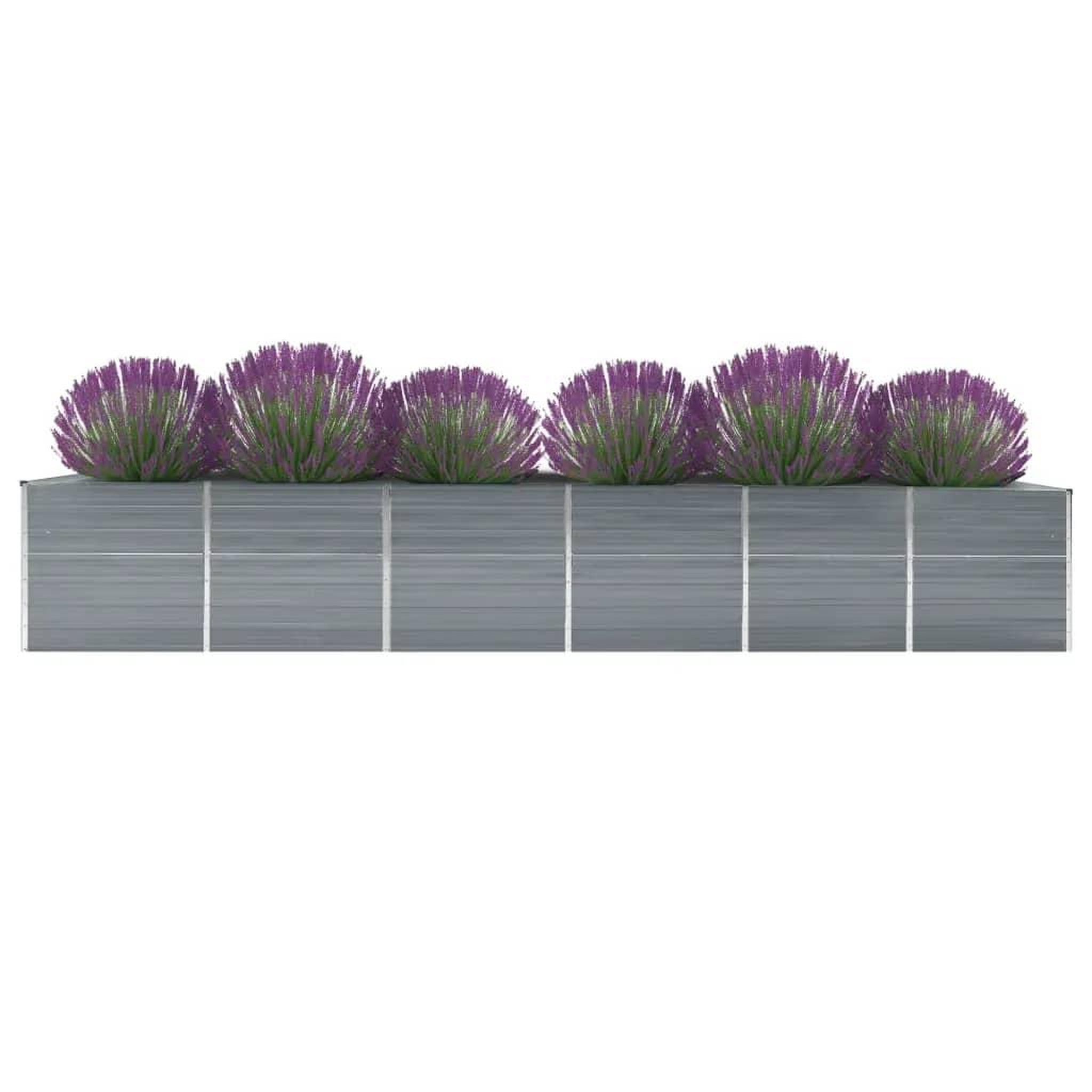 Voir la diapositive 2 : VIDAXL Lit sureleve de jardin Acier galvanise 480x80x77 cm Gris