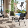 Voir la diapositive 4 : OUTSUNNY Lot de 4 chaises de jardin empilables - assise ergonomique, haut dossier, accoudoirs - acier textilène noir
