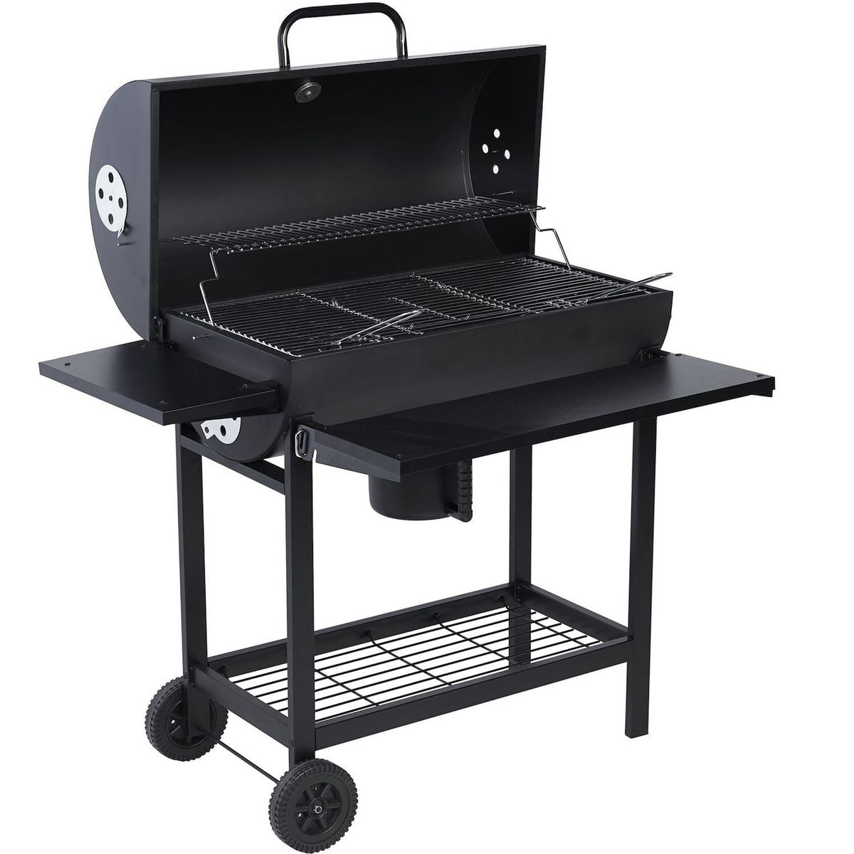 GARDENSTAR Barbecue charbon en demi - tonneau - 127x70x101cm