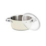 Voir la diapositive 2 : HAGER Casserole haeger Luxe en acier inoxydable beige avec couvercle en verre