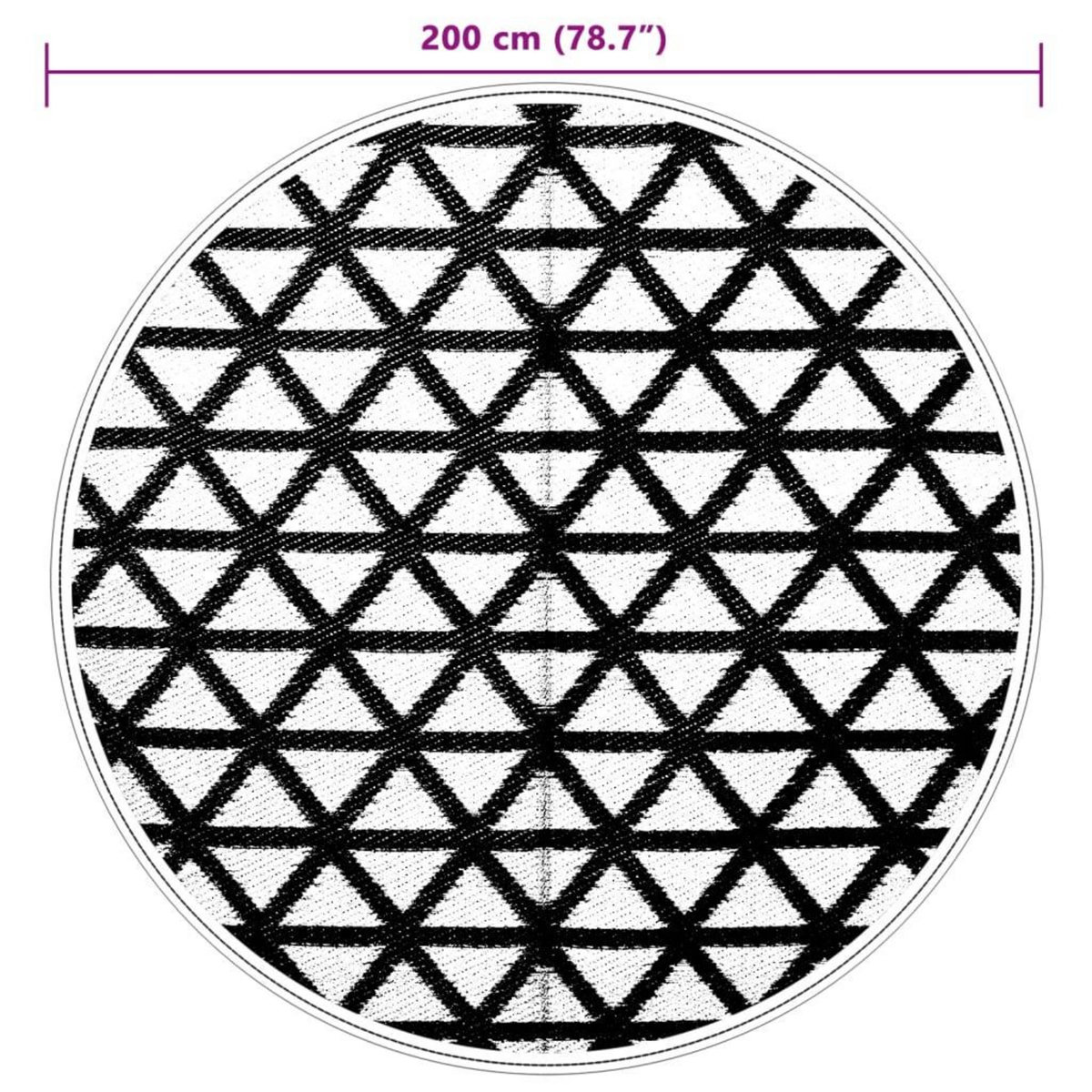 VIDAXL Tapis d'exterieur ARAKIL noir Ø200 cm PP