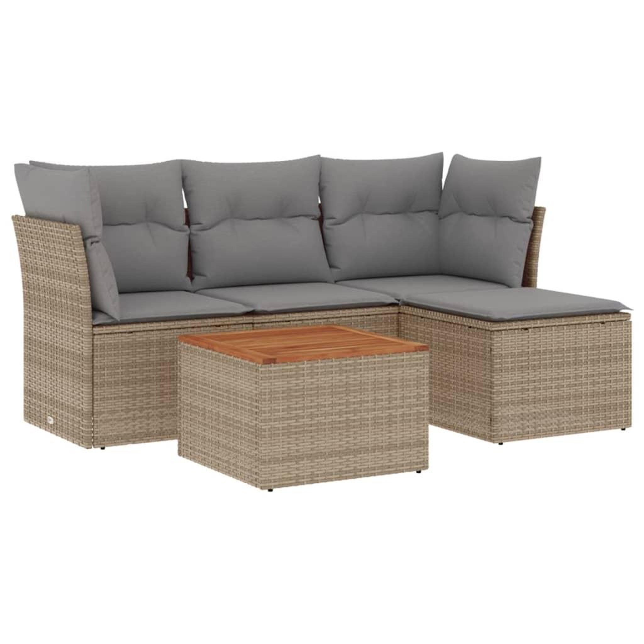 Voir la diapositive 2 : VIDAXL Salon de jardin avec coussins 5pcs melange beige resine tressee