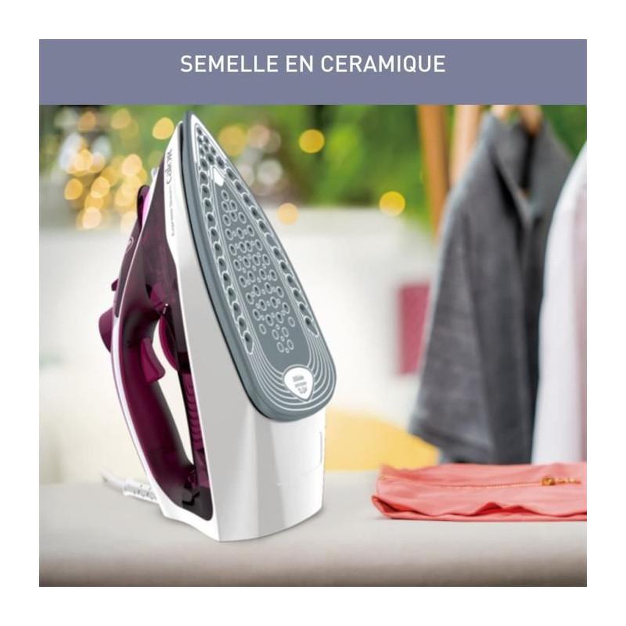 Voir la diapositive 4 : CALOR CALOR FV2835C0 Fer a repasser, Débit vapeur 35 g/min, Fonction pressing 160 g/min, Semelle céramique, Défroissage vertical