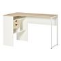 Voir la diapositive 1 : HOMCOM Bureau d'angle bureau informatique multimédia multi-rangement métal panneaux particules aspect chêne clair blanc