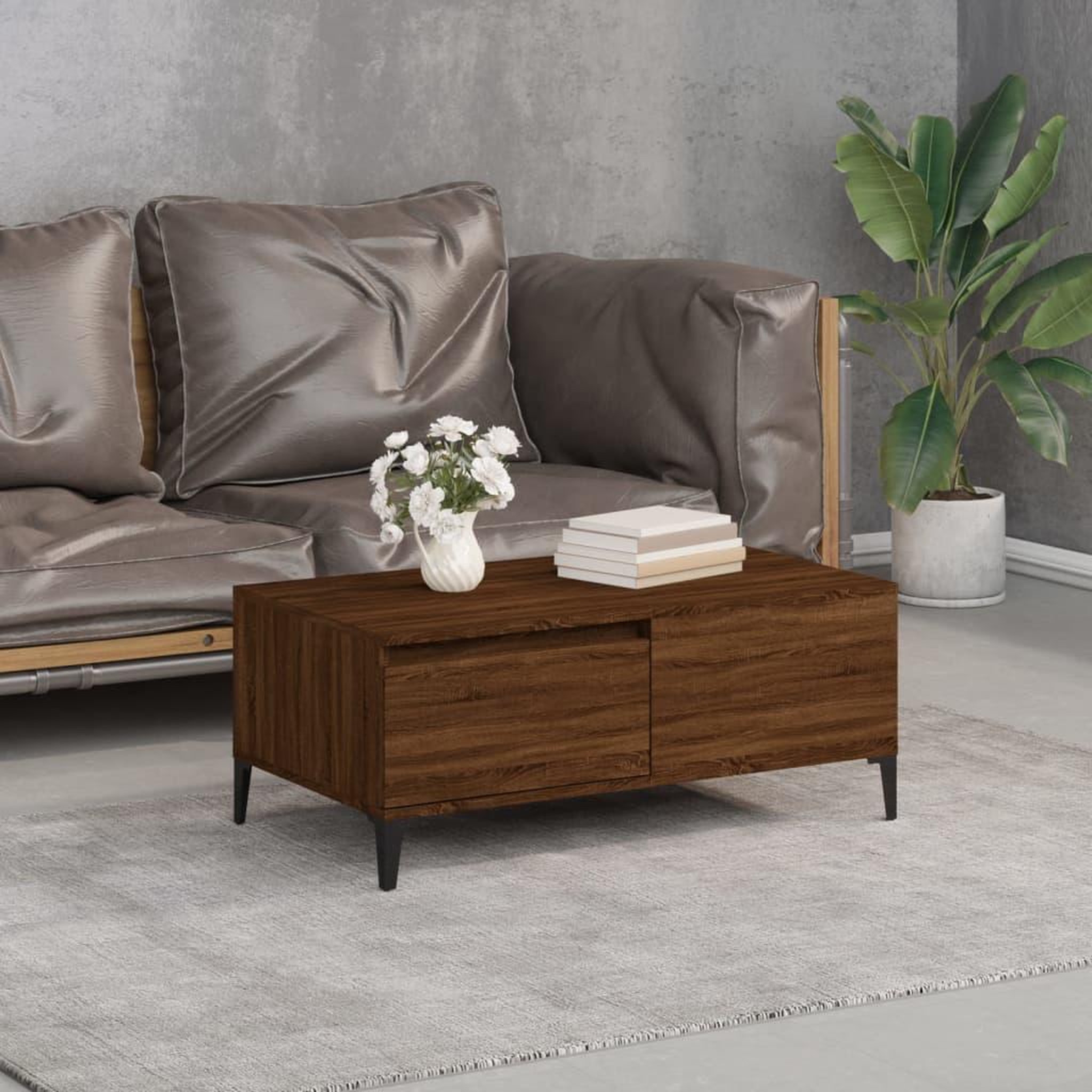 Voir la diapositive 1 : VIDAXL Table basse Chene marron 90x50x36,5 cm Bois d'ingenierie
