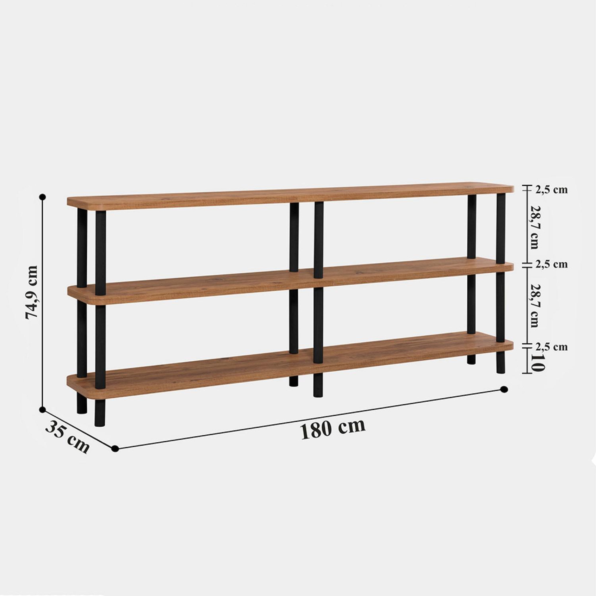 Voir la diapositive 5 : CONCEPT USINE Étagère design basse noir et bois 180 cm sofie