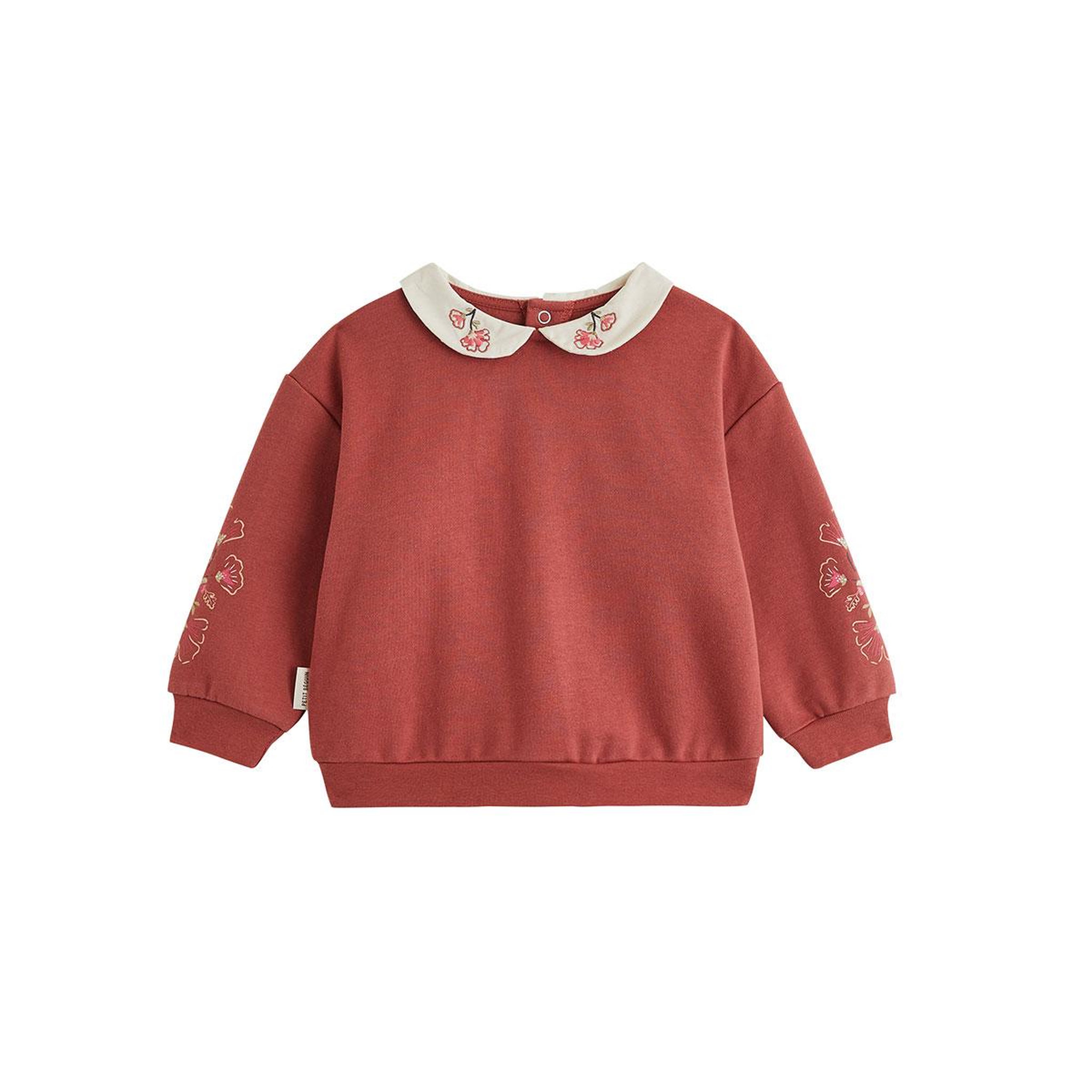 PETIT BEGUIN Sweat-shirt bébé en molleton léa. Coloris disponibles : Rose