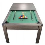 PLAY4FUN Billard Américain HARMONY 6Ft - 206,5 x 116,5 x 80 cm avec accessoires et plateau dînatoire - Gris. Coloris disponibles : Gris, Vert, Rouge, Bleu