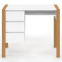 Voir la diapositive 3 : ID MARKET Bureau scandinave HUGO avec 3 tiroirs et niche blanc et bois