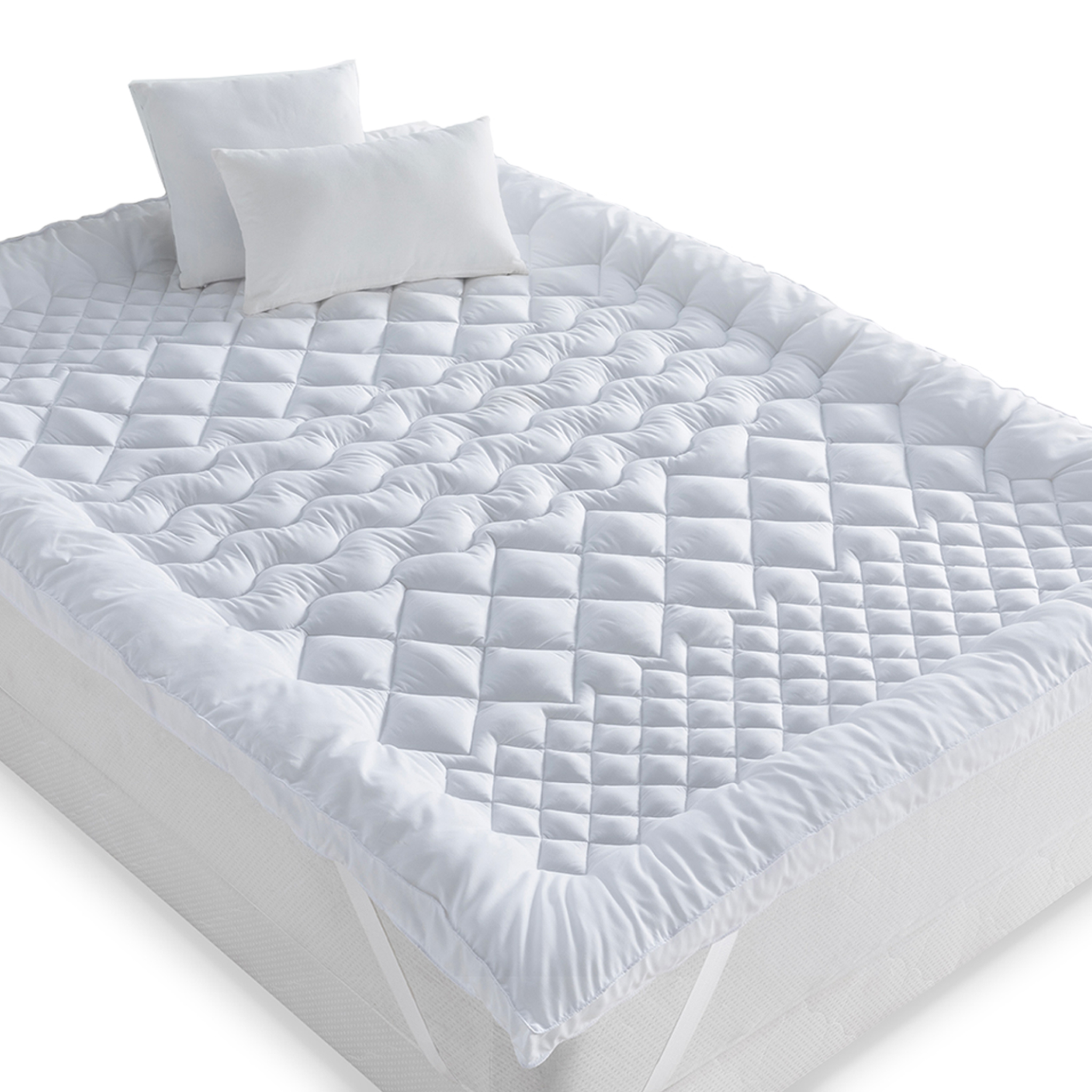 ID MARKET Surmatelas 140x190 cm sacha 7 zones de confort épais et moelleux 600 gr