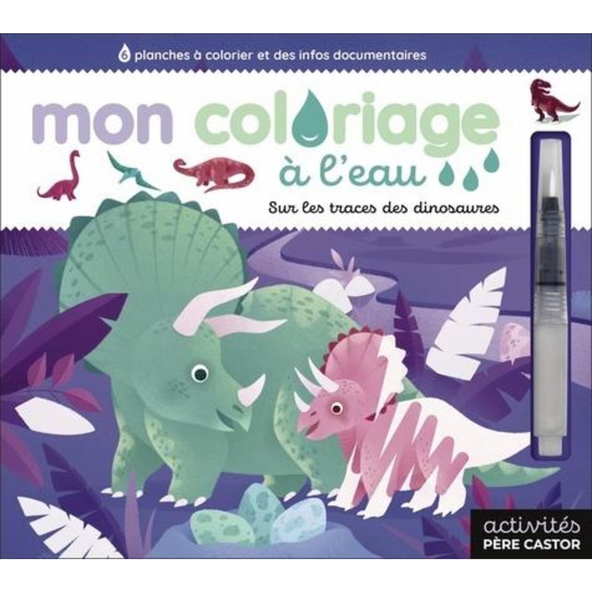 MON COLORIAGE A L'EAU - SUR LES TRACES DES DINOSAURES. AVEC 1 PINCEAU A EAU, Lili la Baleine