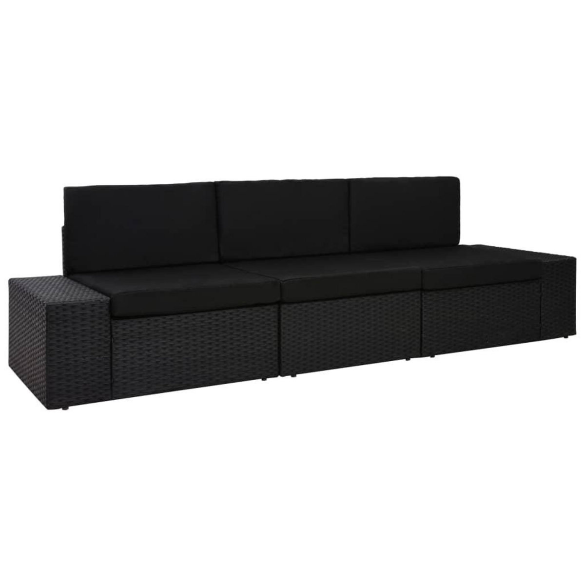 VIDAXL Canape sectionnel 3 places Resine tressee Noir