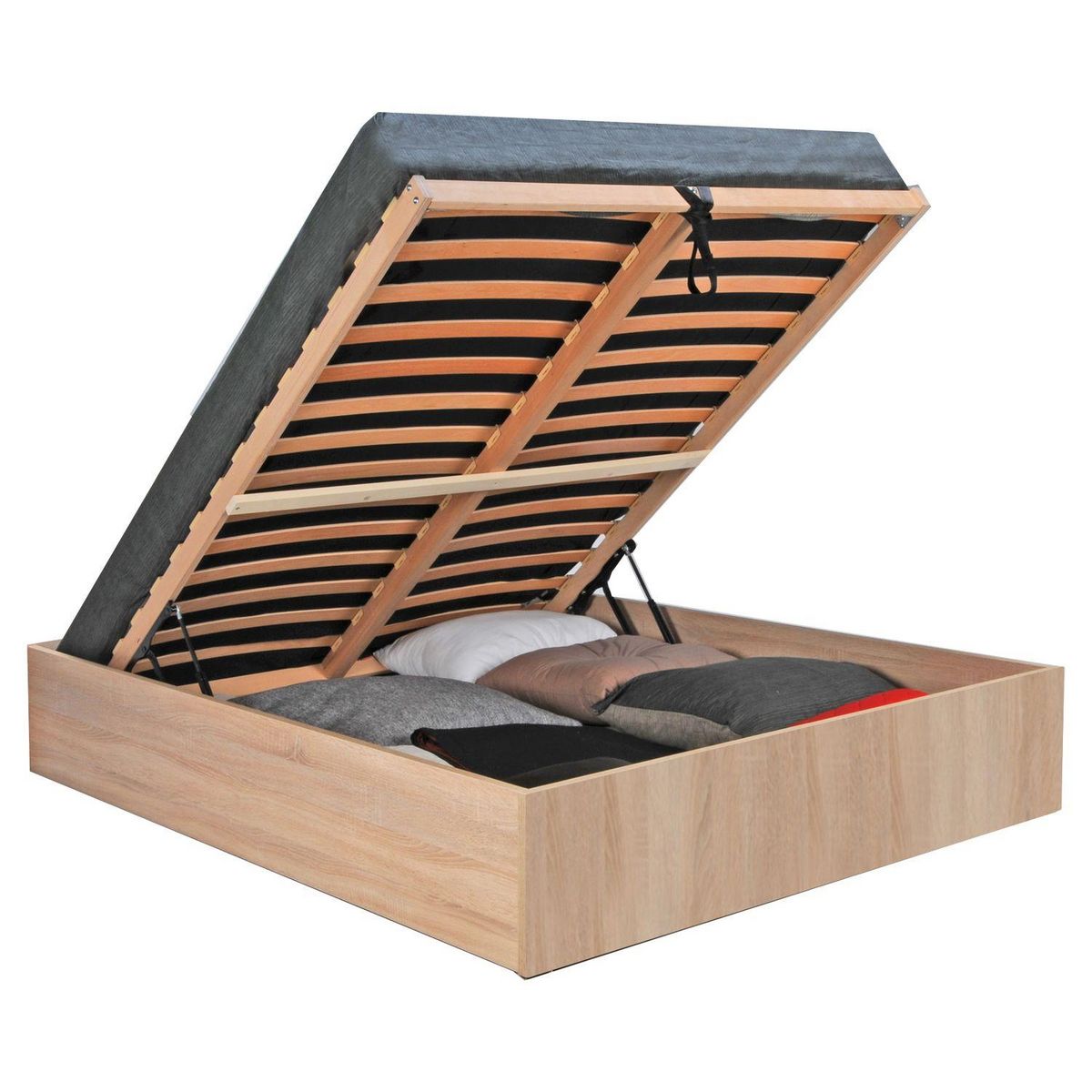 Ensemble Lit coffre avec sommier relevable  140x190 cm BARCELONA + matelas 140x190 cm DIONE