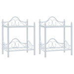VIDAXL Tables de chevet 2 pcs Acier et verre trempe 45x30,5x60cm Blanc