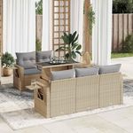 VIDAXL Salon de jardin avec coussins 6 pcs beige resine tressee
