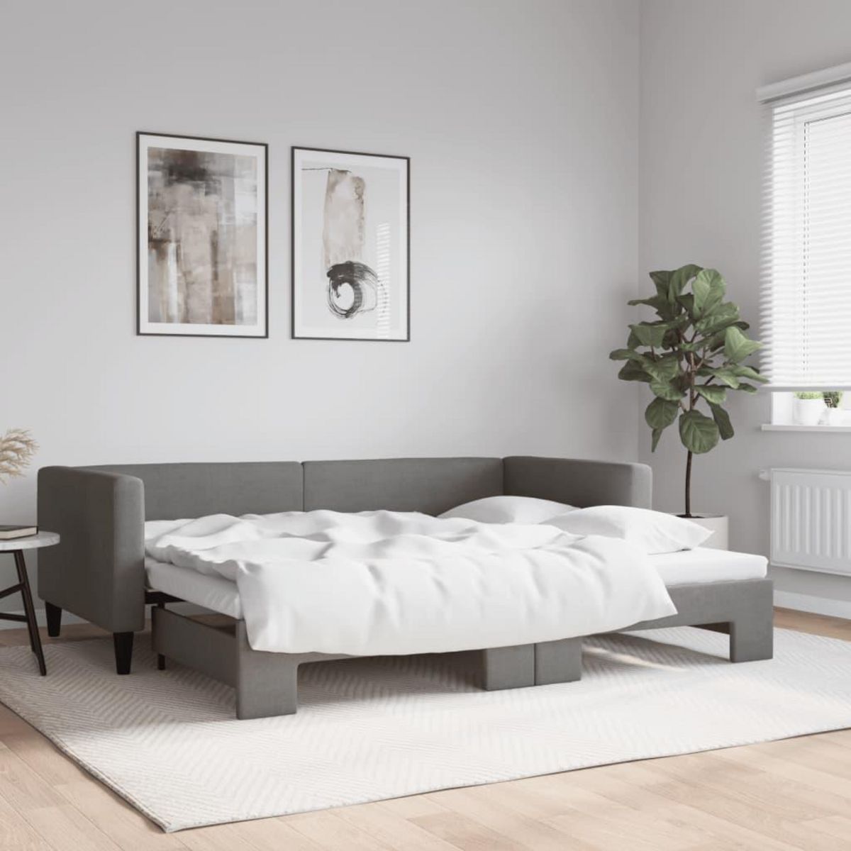 VIDAXL Lit de jour avec gigogne sans matelas gris fonce 90x190 cm