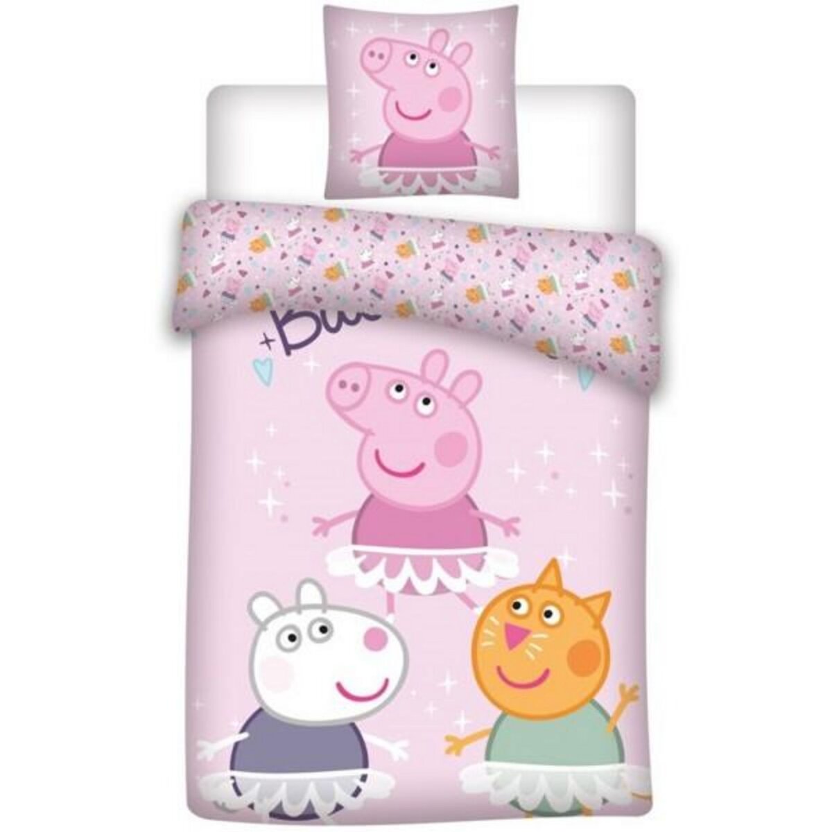 Peppa Pig Peppa Pig - Housse de Couette Enfant Coton Pink - Parure de Lit 140x200 cm Taie 65x65 cm