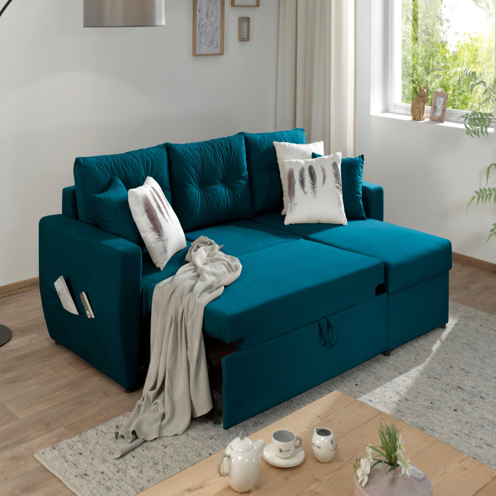Voir la diapositive 3 : BEST MOBILIER Astoria - canapé d'angle réversible - convertible avec coffre - style contemporain- 4 places