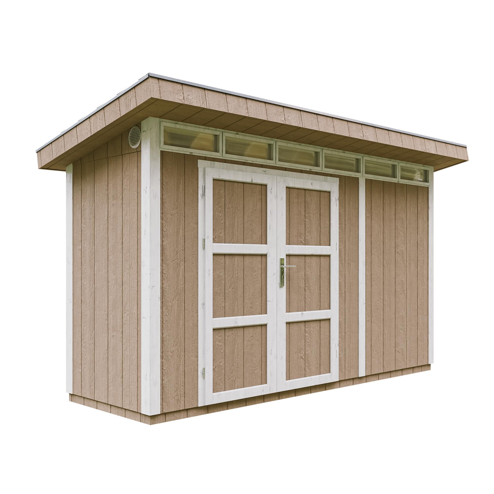 Voir la diapositive 1 : TIMBELA Abri de Jardin Qualité Premium 4m²L161xL412xH239cm avec sol, bardeaux bitumineux M902A