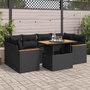 Voir la diapositive 1 : VIDAXL Salon de jardin 6 pcs avec coussins noir resine tressee acacia