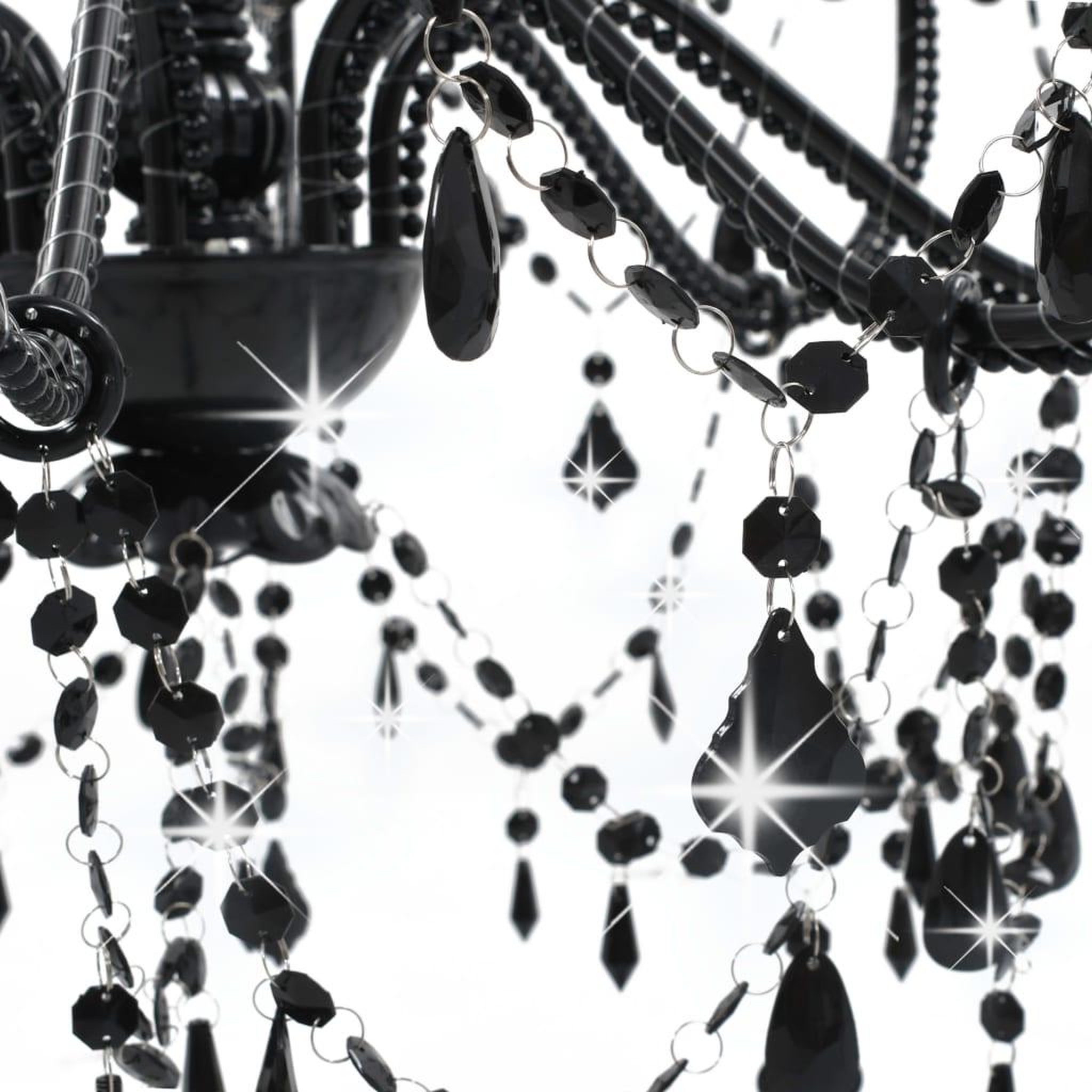 Voir la diapositive 4 : VIDAXL Lustre a perles Noir 8 ampoules E14