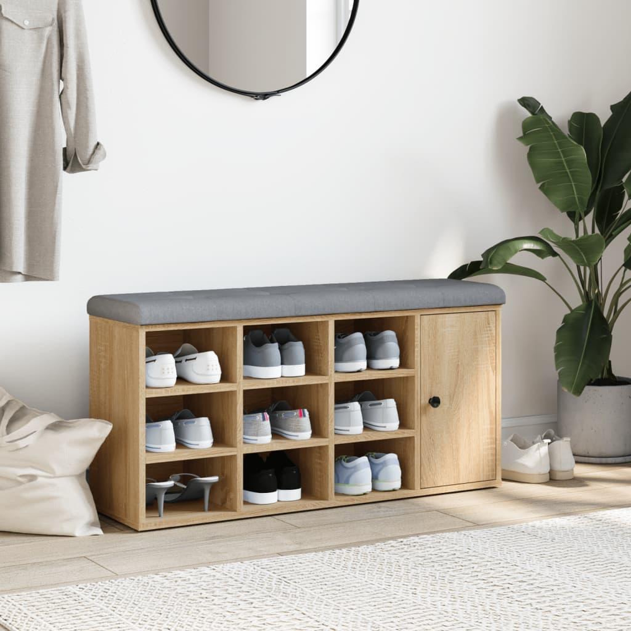 Voir la diapositive 3 : VIDAXL Banc a chaussures chene sonoma 102x32x50 cm bois d'ingenierie