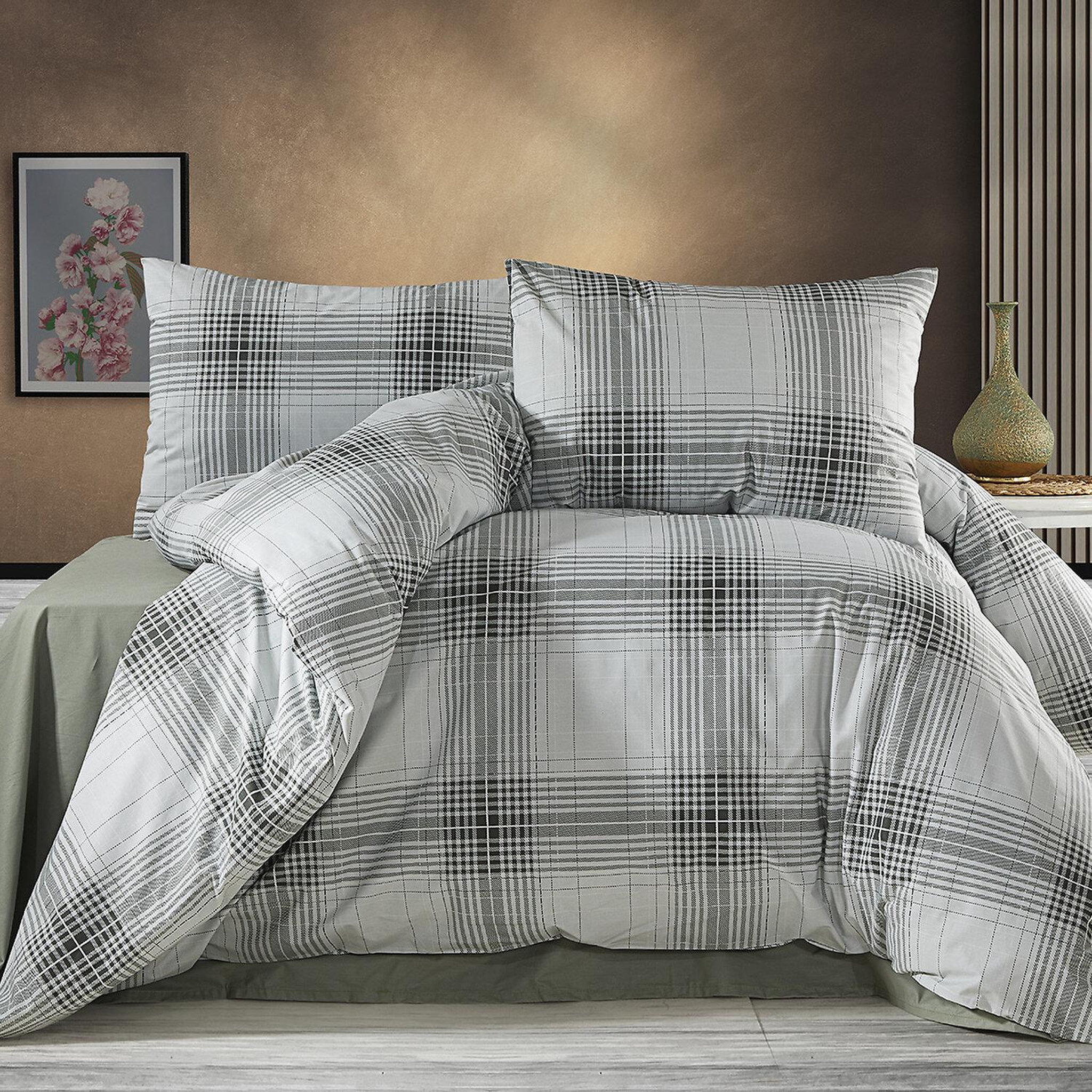 Home collection Parure housse de couette 100% coton 57 fils imprimé nimakaki. Coloris disponibles : Vert