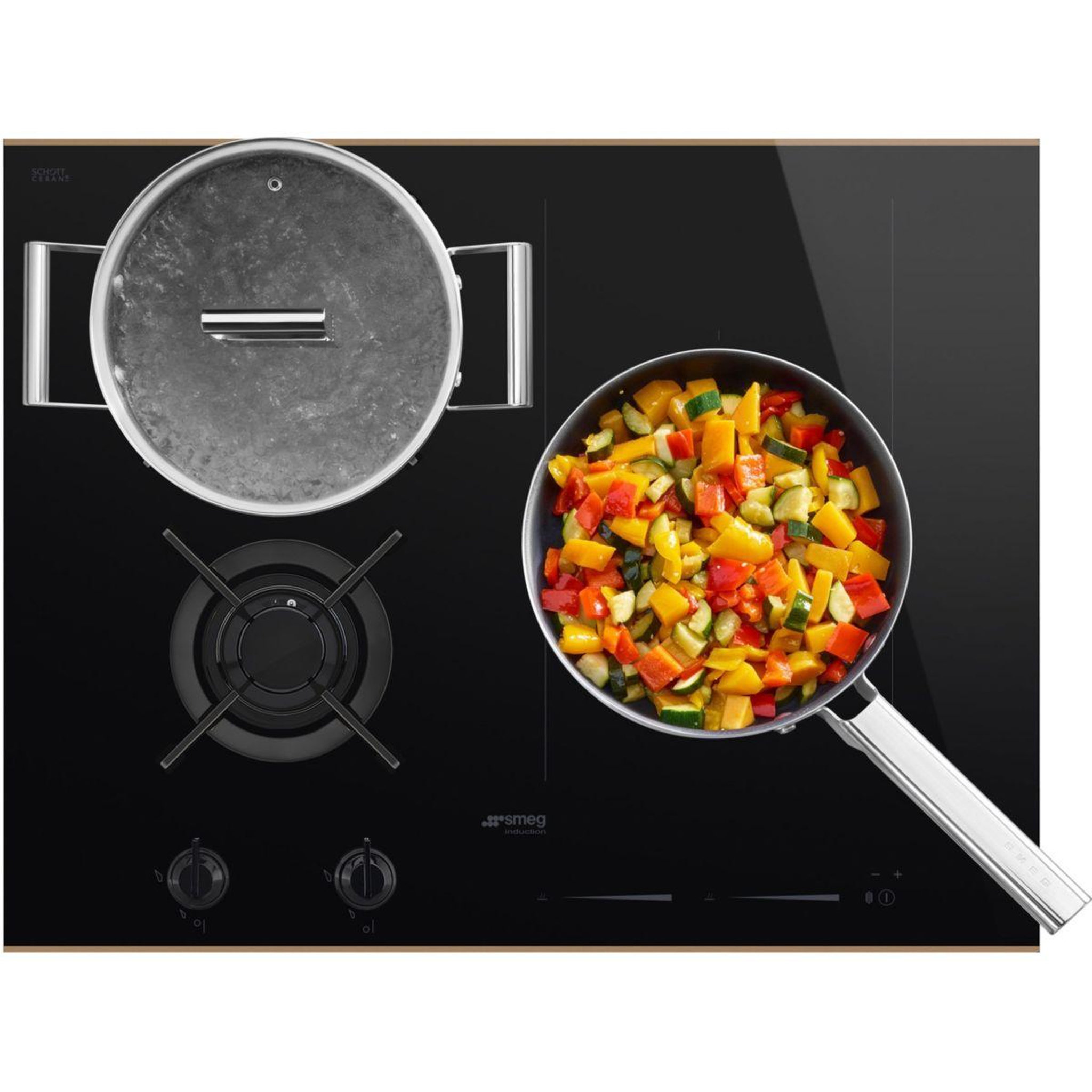 Voir la diapositive 5 : SMEG Plaque mixte induction gaz pm6643r