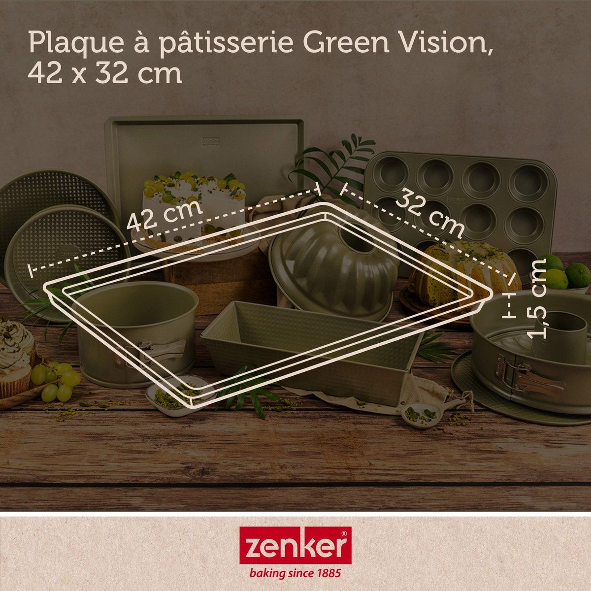 ZENKER Plaque à pâtisserie 42 x 32 cm Zenker Green Vision