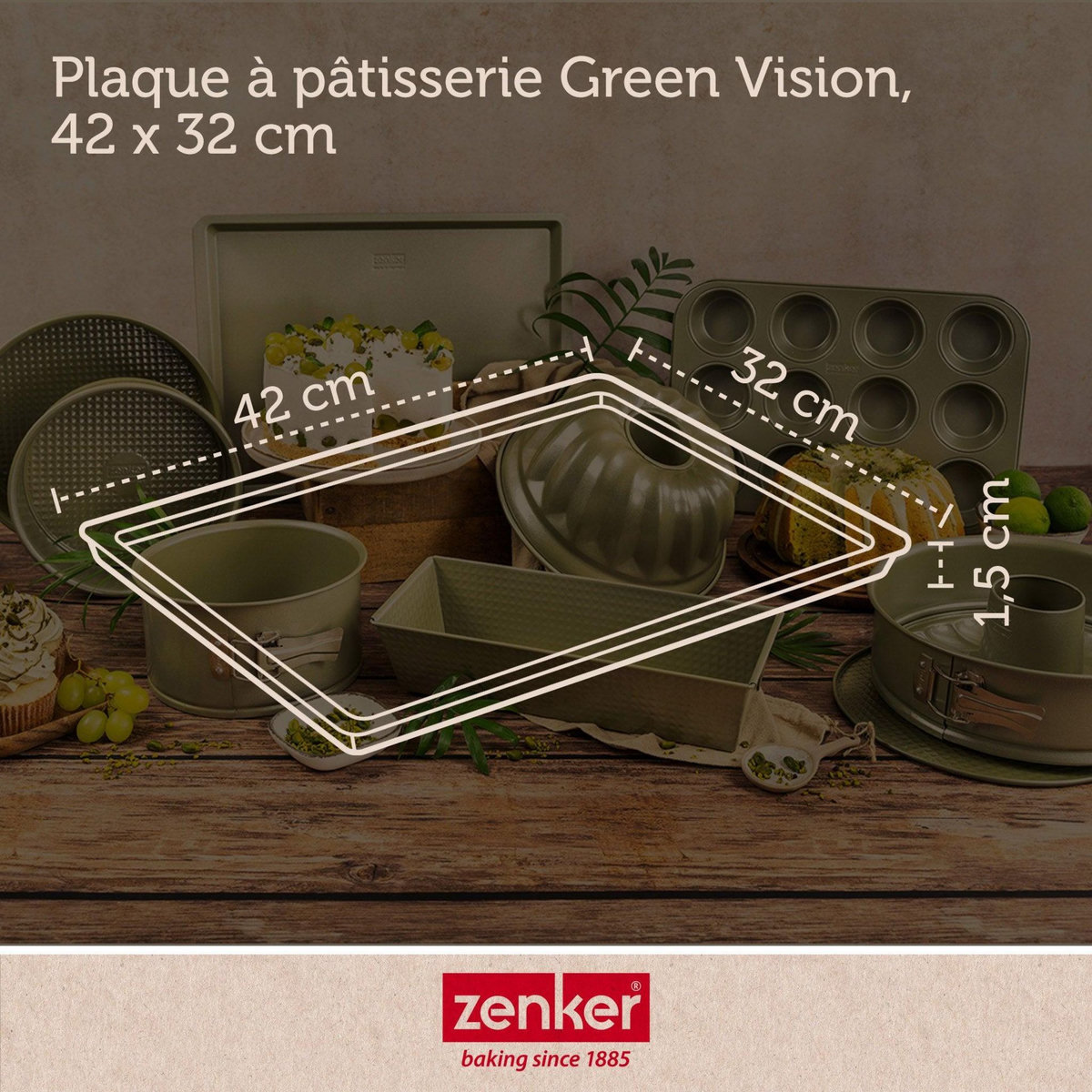 ZENKER Plaque à pâtisserie 42 x 32 cm Zenker Green Vision