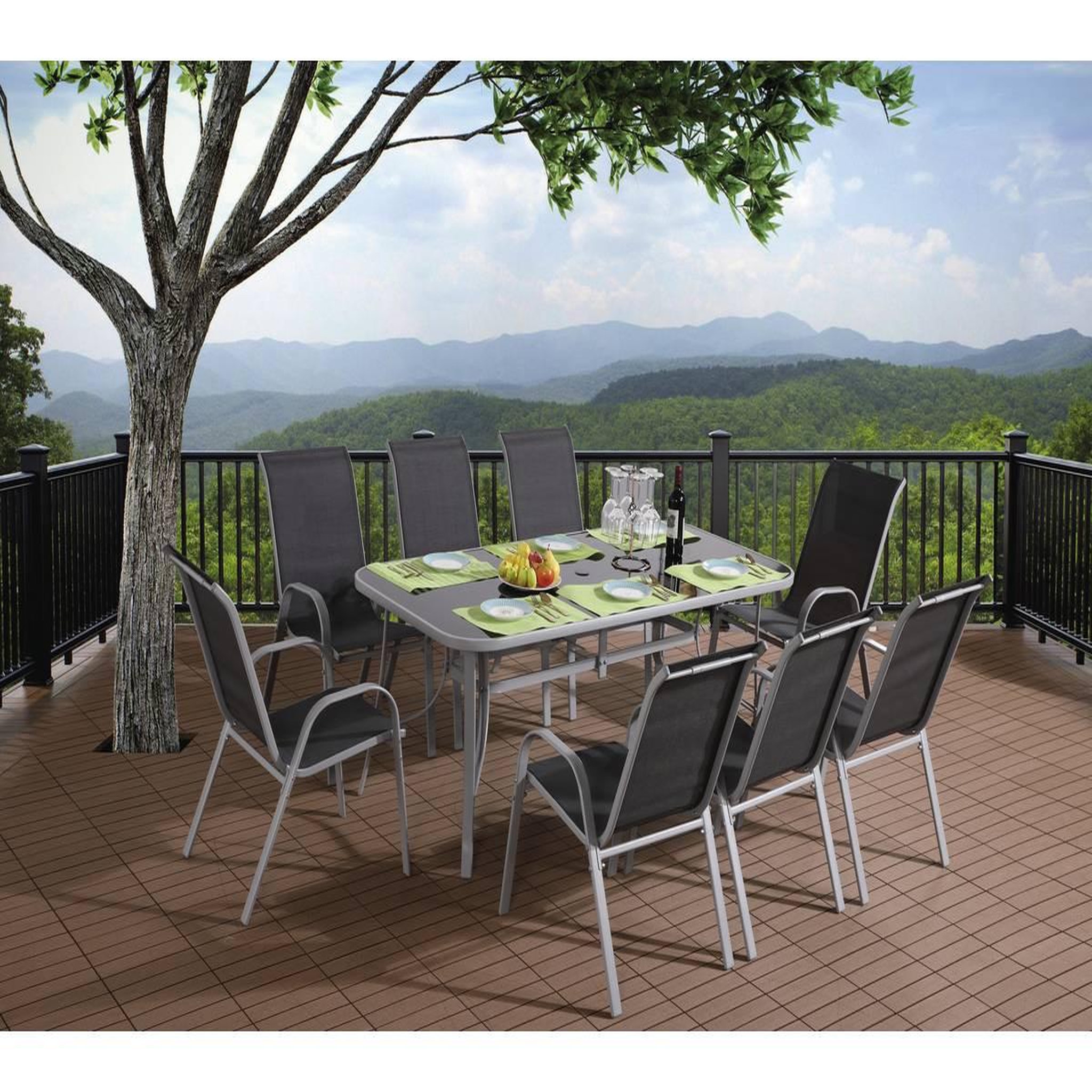 Voir la diapositive 2 : Habitat et Jardin Table et chaises de jardin en textilène  cordoba xl 180  - phoenix - 8 places - gris foncé