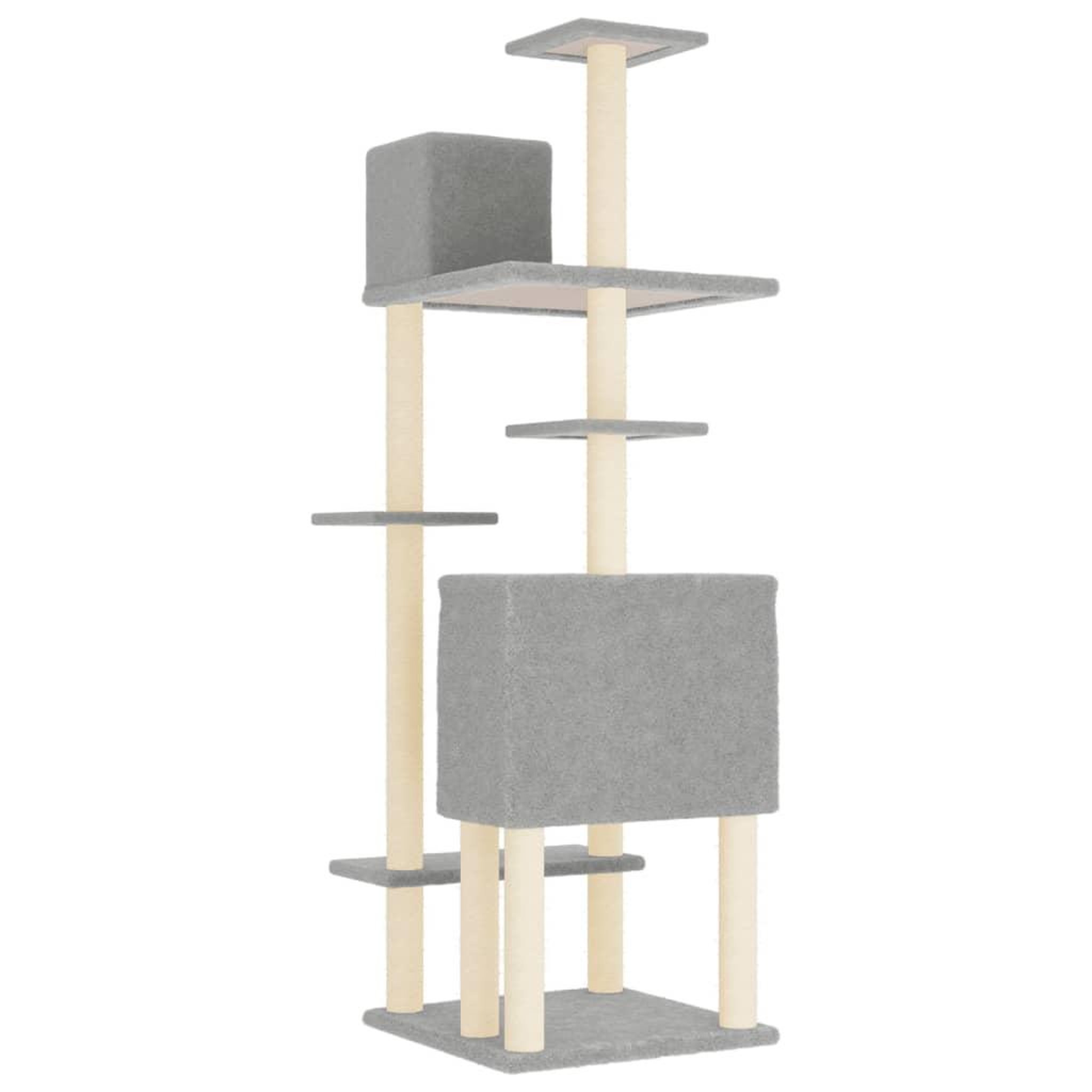 Voir la diapositive 5 : VIDAXL Arbre a chat avec griffoirs en sisal Gris clair 154 cm