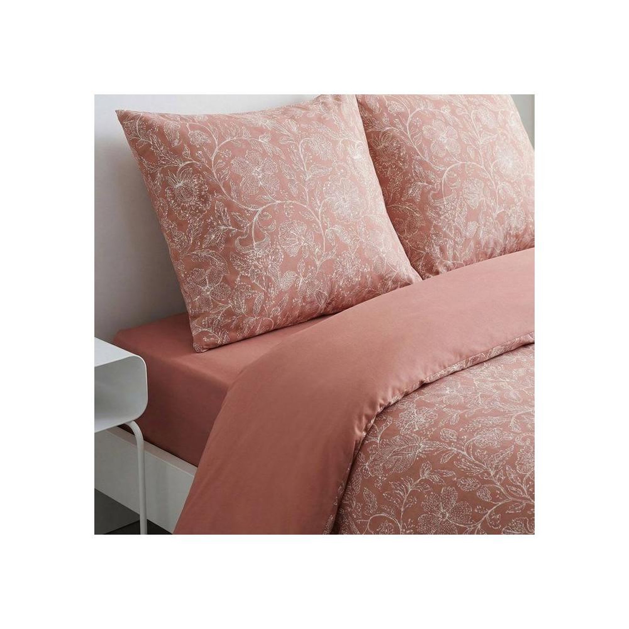 Voir la diapositive 3 : Today Parure housse de couette today sunshine coton imprimé floral vieux rose 240x220 cm avec 2 taies 63x63 cm