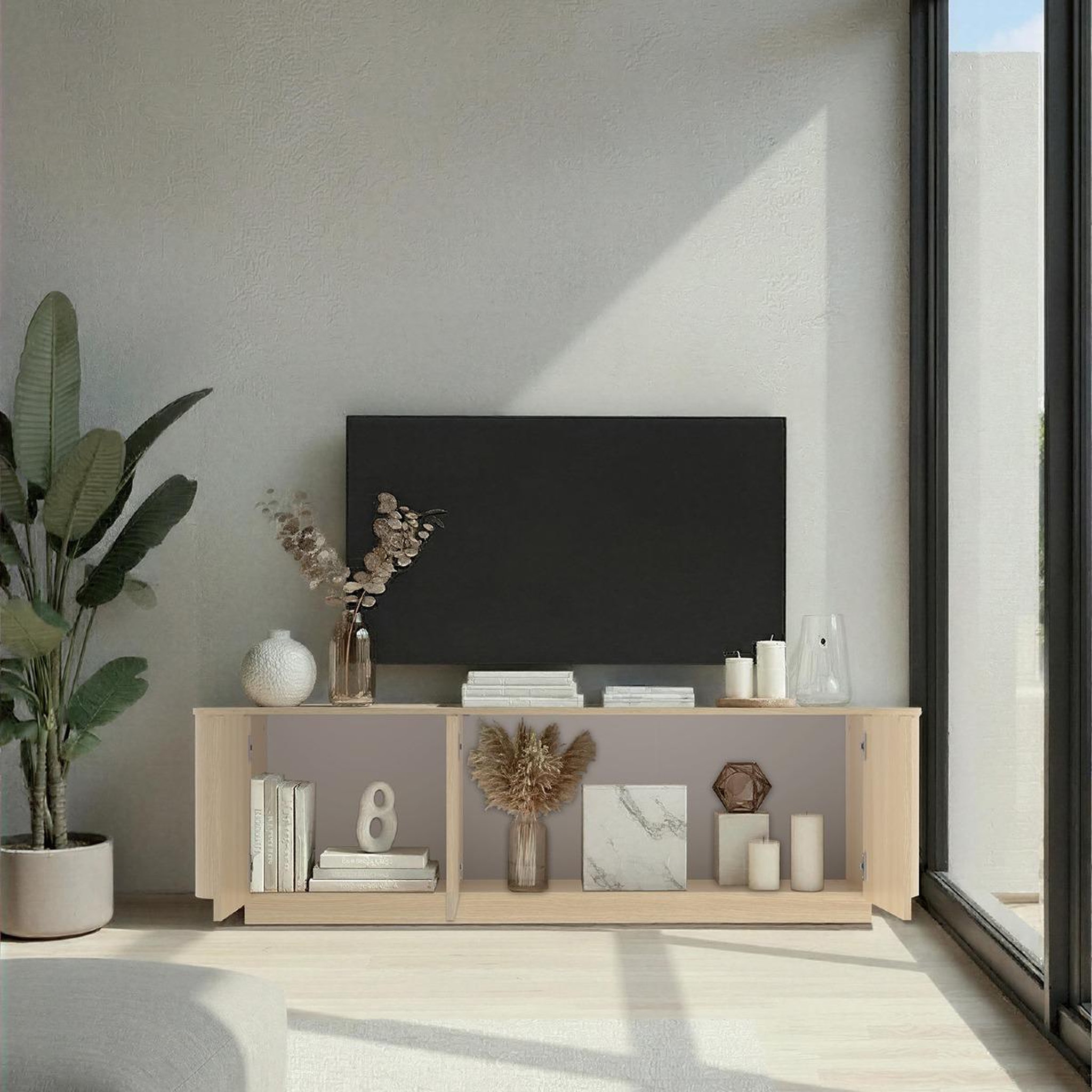 Voir la diapositive 4 : JLC KREATION Meuble tv contemporain en bois 180cm tika