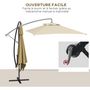 Voir la diapositive 4 : OUTSUNNY Parasol déporté rectangulaire dim. 294L x 193l x 250H cm pied en croix kaki