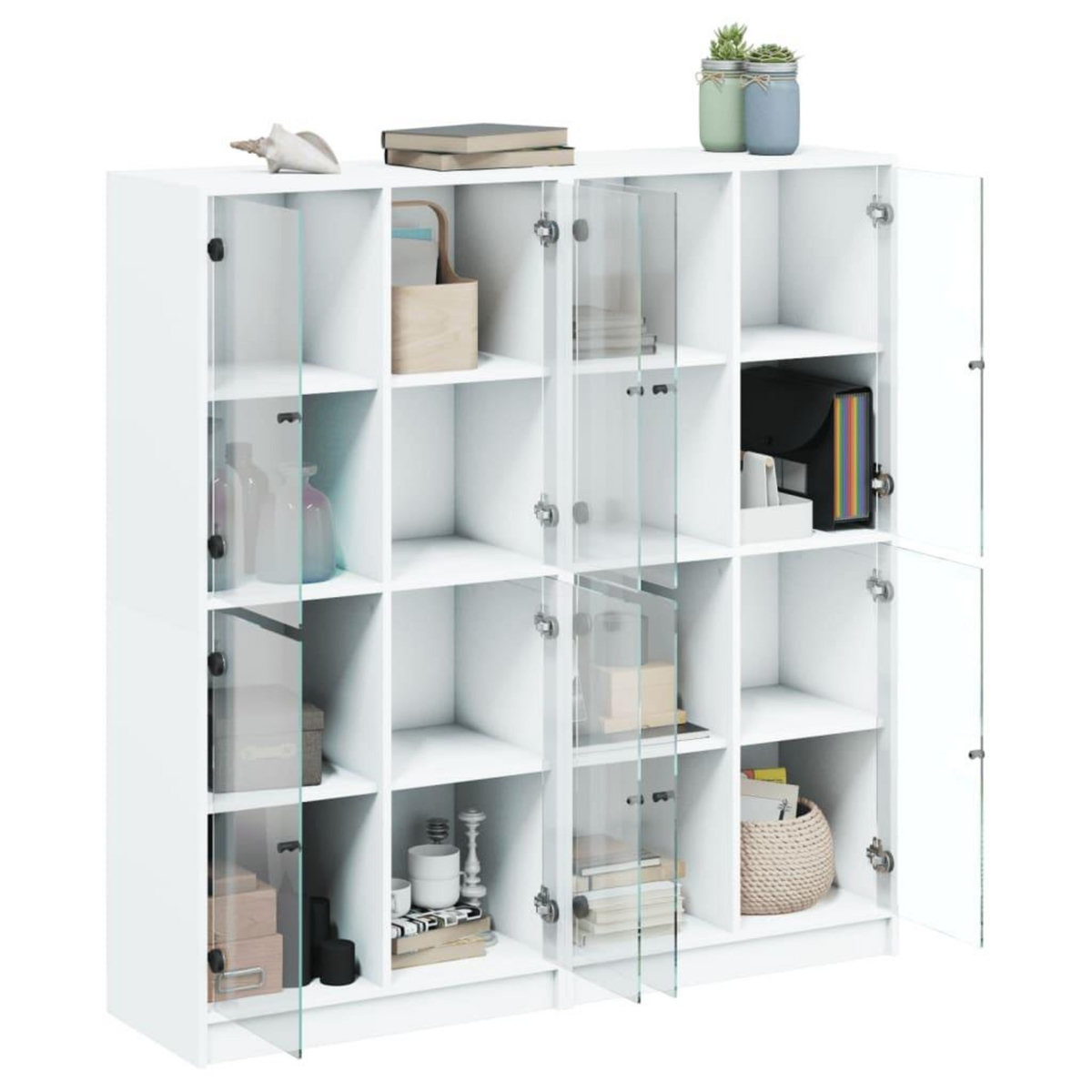VIDAXL Bibliotheque avec portes blanc 136x37x142 cm bois d'ingenierie